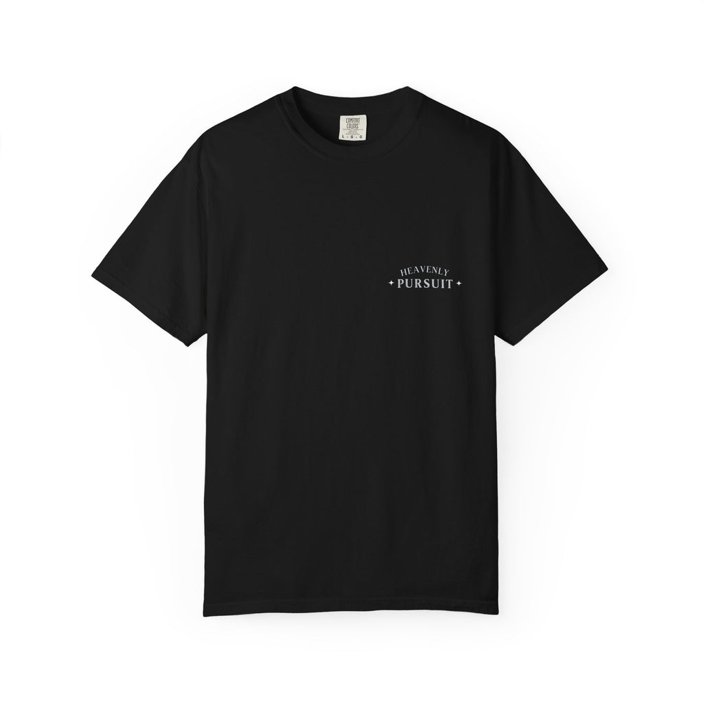 Heavenly Pursuit T-Shirt — Christian Car Graphic with 'I Press On Toward the Goal' (Philippians 3:14)